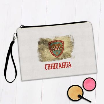 Chihuahua Mexico : Gift Makeup Bag Distressed Flag Vintage Mexican Expat Country