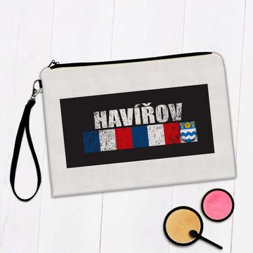 Havirov Czech Republic : Gift Makeup Bag Distressed Retro Expat Vintage Flag Geometric