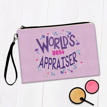 World's Best Appraiser : Gift Makeup Bag Cute Lettering Floral Boho Chic