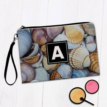 Seashells Pattern : Gift Makeup Bag Abstract Nature Nautical Maritime Poster Wall Decor Sea
