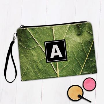Green Leaf Vein Closeup : Gift Makeup Bag Plant Leaves Nature Luxury Fashion Decor Ecology