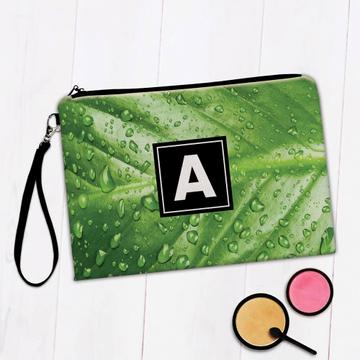 Water Drops Green Leaf : Gift Makeup Bag Photograph Wall Poster Home Decor Nature Plant