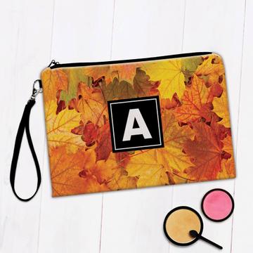 Maple Leaf Leaves : Gift Makeup Bag Fall Autumn Thanksgiving Abstract Nature Seamless Pattern