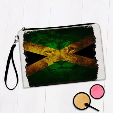 Reggae Music Lion Jamaican Flag Wall Art : Gift Makeup Bag Feline Animal Teen Room Decor