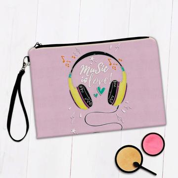 Music Is Love Wall Art Poster Headphones : Gift Makeup Bag Teenager Room Decor Notes