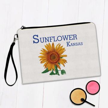 Sunflower Kansas : Gift Makeup Bag Flower Floral Yellow Decor