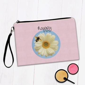 Bee Happy : Gift Makeup Bag Daisy Photograph Nature Wall Art Print Poster Flower Floral
