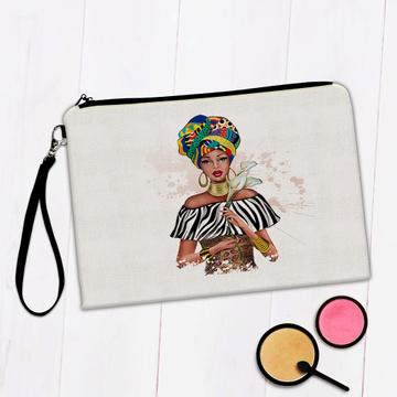 African Woman Map Flower : Gift Makeup Bag Ethnic Art Black Culture Ethno Animal Print