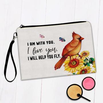 Cardinal Sunflowers : Gift Makeup Bag Bird Grieving Lost Loved One Grief Healing Rememberance
