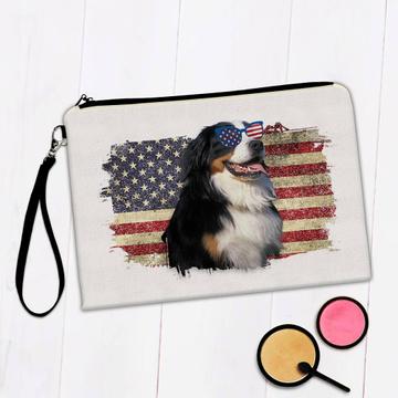Bernese American Flag : Gift Makeup Bag Dog Pet Puppy Animal Cute USA 4th of July Patriot