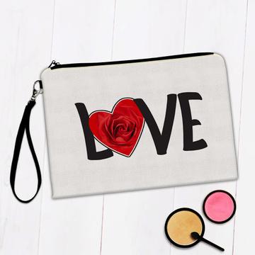 Heart Red Rose : Gift Makeup Bag Valentines Day Love Romantic Girlfriend Wife Boyfriend