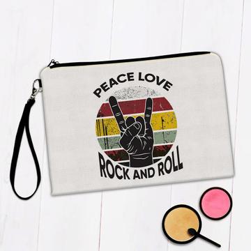 Peace Love Rock And Roll Wall Art Print : Gift Makeup Bag Music Lover Retro Hand Sign