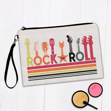 Rock And Roll Colorful Guitars Rainbow Stripes : Gift Makeup Bag Music Wall Art Room Decor