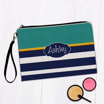 Horizontal Lines Marine Office : Gift Makeup Bag Abstract Stripes Nautical Style Coworker Sea