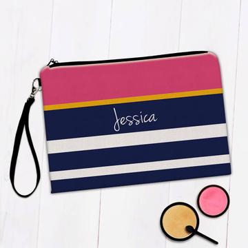 Fashion Stripes : Gift Makeup Bag Abstract Lines For Female Coworker Best Friend Notebook
