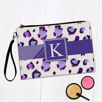 Animal Print : Gift Makeup Bag Flower Purple Personalized Name Fashion