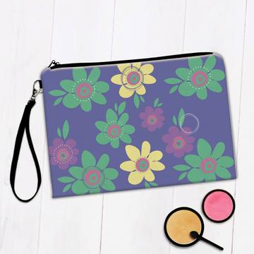 For Her Birthday : Gift Makeup Bag Flowers Violet Daisy Floral Art Print Friendship Grandma Mother