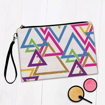 Colorful Triangles Abstract : Gift Makeup Bag Faux Gold Glitter