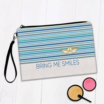 Bring Me Smiles : Gift Makeup Bag Personalized Custom Stripes Print For Man Him Boats Abstract