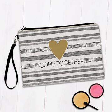 Come Together Personalized : Gift Makeup Bag Custom For Wedding Engagement Party Stripes Heart