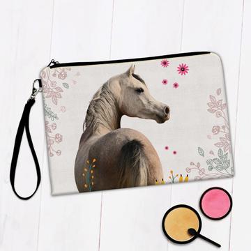 Photographic Horse : Gift Makeup Bag For Animal Lover Flowers Floral Backdrop Nature Wall Poster