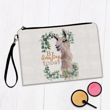 Llama Be Amazing Today : Gift Makeup Bag Leaves Frame Cute Animal For Her Him Best Friend