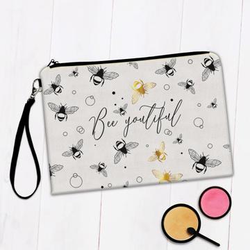 Bee Youtiful Honey Bees : Gift Makeup Bag Funny Art Print For Her Best Friend Summer Positive Message