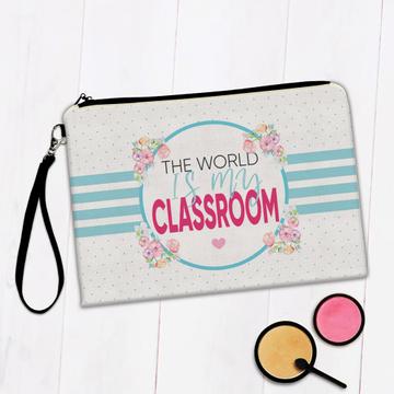 Classroom School Kid : Gift Makeup Bag For Teacher Children Flowers Stripes Cute Sweet Birthday