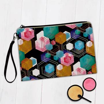 Abstract Combs Cells : Gift Makeup Bag For Birthday Favor Friend Coworker Hexagons Funny Colors
