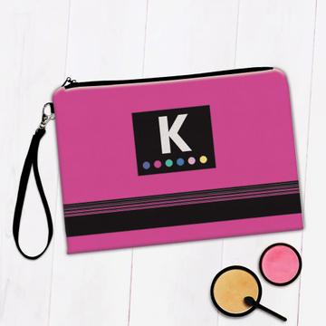 Pink Personalized Custom Name : Gift Makeup Bag Art Print Abstract Stripes Dots Birthday Favor Emily