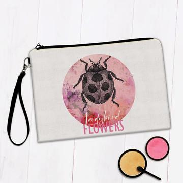 Vintage Ladybug Flowers : Gift Makeup Bag Art Design For Woman Her Mother Birthday Feminine