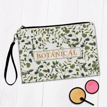 Botanical Style : Gift Makeup Bag Green Plant Art Print For Nature Tree Lover Leaves Ecology Delicate