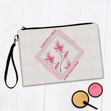 Cherry Blossom Polka Dots : Gift Makeup Bag Art Print For Her Woman Mom Make Today Great Flower