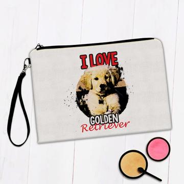 For Golden Retriever Owner Lover : Gift Makeup Bag Dog Dogs Animal Pet Photo Art Print Love Cute