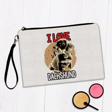 For Dachshund Dog Owner Lover : Gift Makeup Bag Dogs Animal Pet Photo Art Print Love Cute Puppy