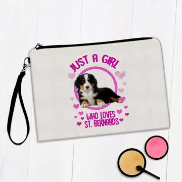 For Saint Bernard Dog Lover Owner : Gift Makeup Bag Dogs Animal Pet Photo Art Birthday Girl