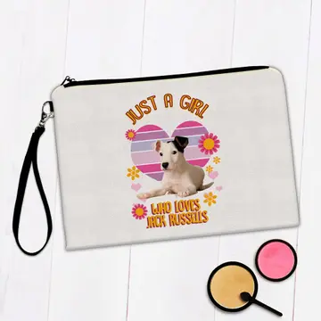 For Jack Russel Terrier Lover Owner : Gift Makeup Bag Girl Dogs Animal Pet Photo Art Birthday Print