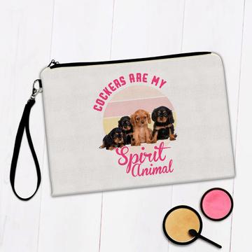 For Cocker Spaniel Lover Owner : Gift Makeup Bag Puppies Dogs Spirit Animal Pets Photo Art Birthday