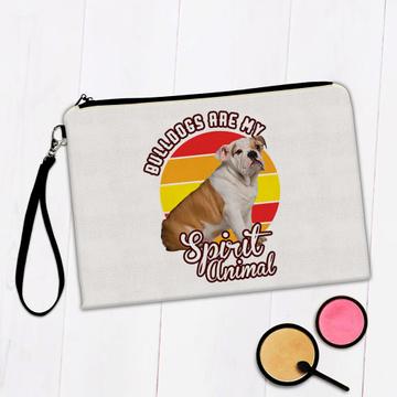 For Bulldogs Lover Owner : Gift Makeup Bag Puppies Dogs Spirit Animal Pets Photo Art Birthday Stripes