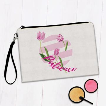 Pink Tulip Tulips Lover : Gift Makeup Bag Patience Flower Floral Print For Her Woman Mothers Day Stripes