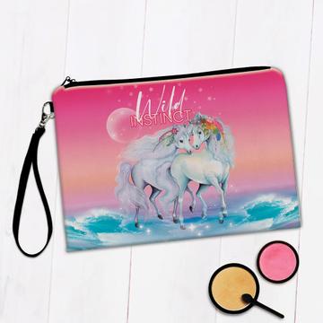 Wild Instinct Horses : Gift Makeup Bag For Horse Lover Romantic Art Print Kid Children Fairytale Unicorn