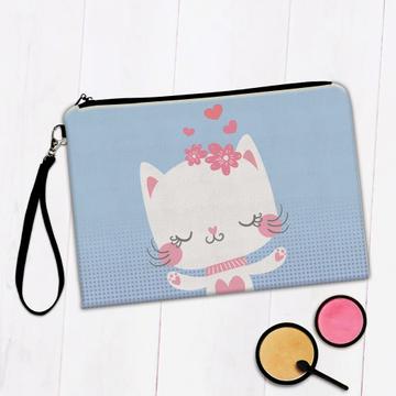 Sweet Kitten Cat Art : Gift Makeup Bag For Baby Shower Girl Girlish Teenage Birthday Cute Hearts