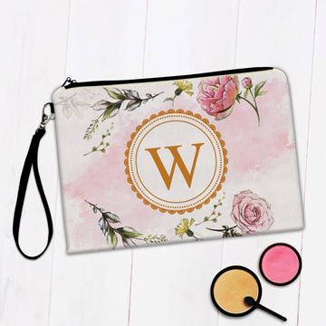 Custom Name Vintage Rose Art : Gift Makeup Bag Personalized Flower Drawing For Her Woman Birthday