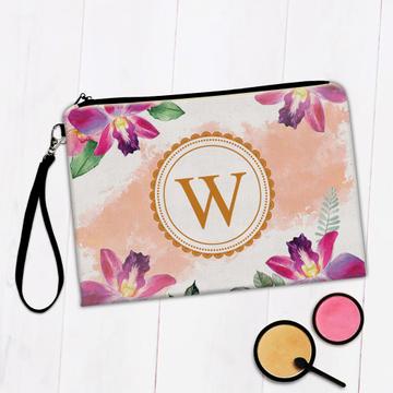 Orchid Drawing Custom Name : Gift Makeup Bag Personalized Art Vintage Retro For Her Birthday Favor