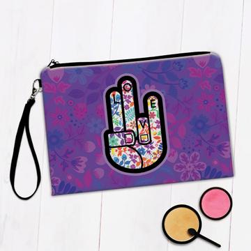 Love Flowers Hand : Gift Makeup Bag Fingers Floral Hippie Style Art Pacifist Teenager Room Decor