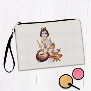 Vintage Baby Krishna Art : Gift Makeup Bag Hindu Hinduism Religion India God Lord Devotional Poster