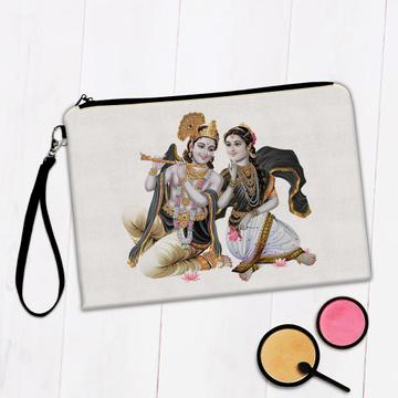 Radha Krishna Indian Art : Gift Makeup Bag Hindu Religion God Devotional Poster For Home Decor