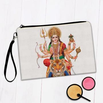 Durga Tiger : Gift Makeup Bag Vintage Poster Hindu Indian Goddess Puja Devotional Print Home Decor
