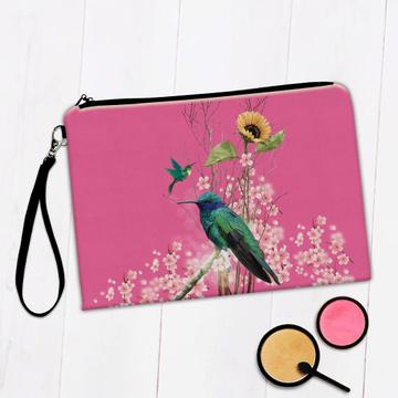 Hummingbird  : Gift Makeup Bag Colibri Flowers Sunflower