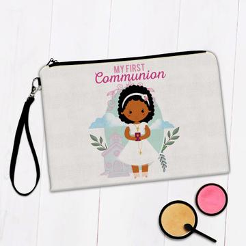Communion Girl : Gift Makeup Bag Catholic Brown